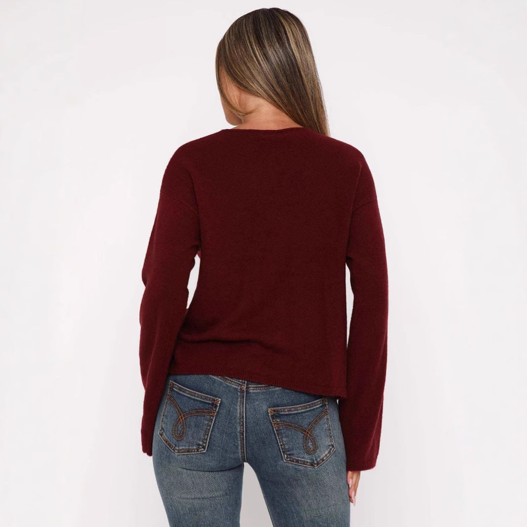 Damen modische Cardigan mit innovativem schnüren Design und übergroßen Ärmeln Drune