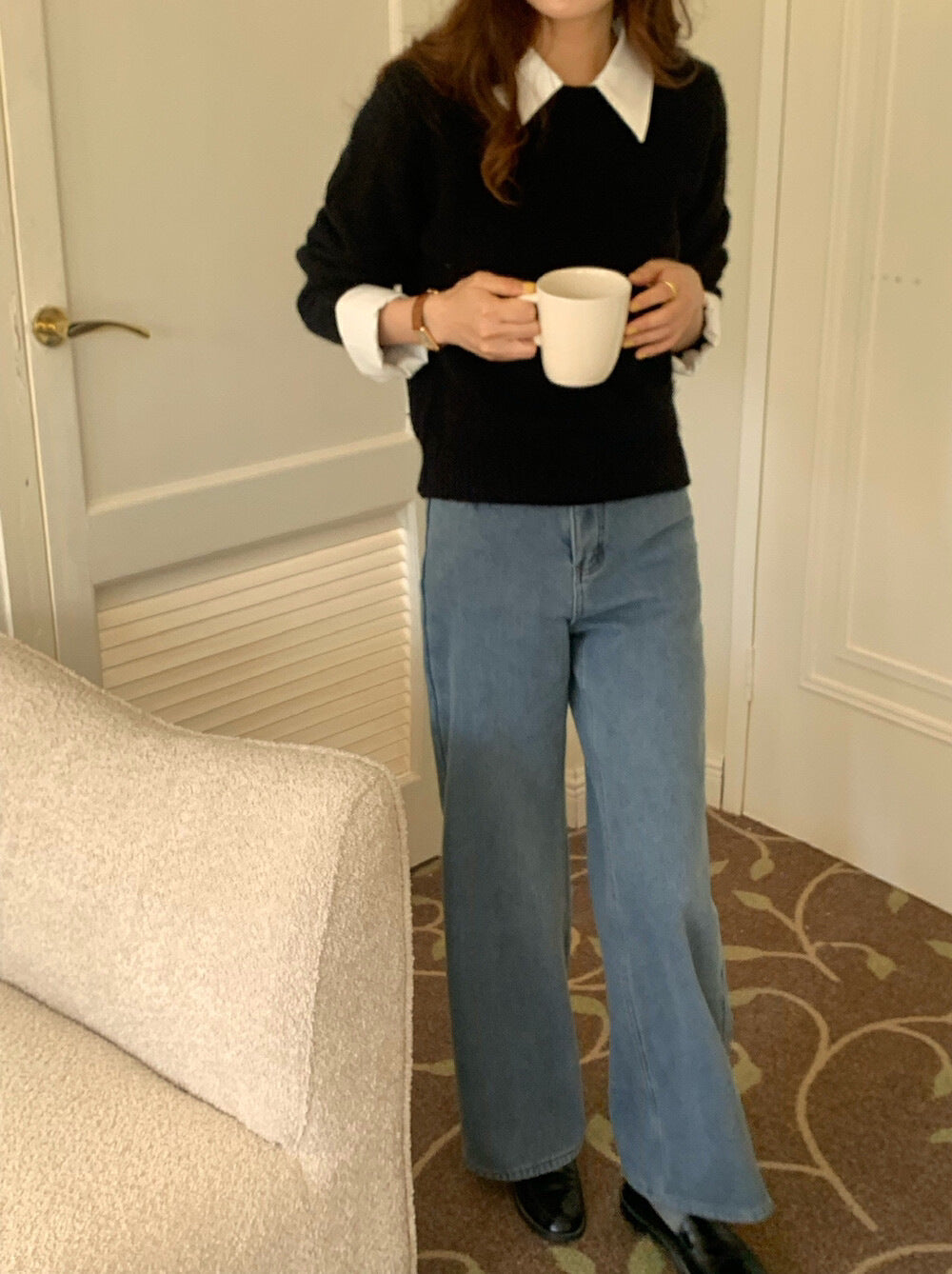 Damen lässiger Pullover mit Blaubestand und modernen Kragen Drune