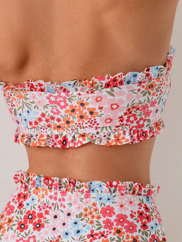 Damen Bandeau-Bikini mit verspieltem Rüschendesign Drune