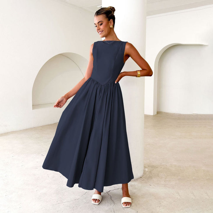 Damen Elegantes Maxi-Kleid mit breitem Rockansatz und taillierter Passform Drune