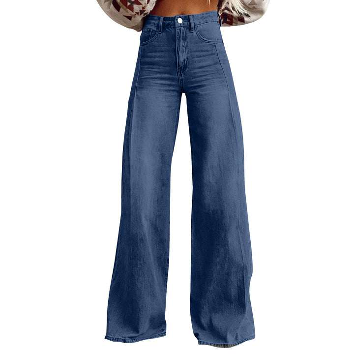 Damen nan hochgeschnittene Schlagjeans mit extra weitem Bein, figurstreckender Passform und dezenter Vintage-Waschung Drune