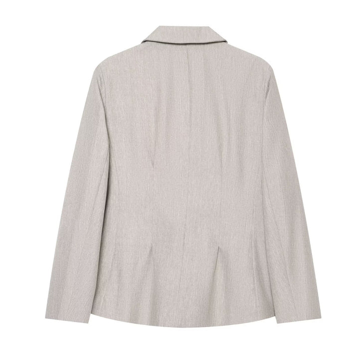 Damen Taillierter Zweiknopf-Blazer mit Pattentaschen und feiner Struktur Drune