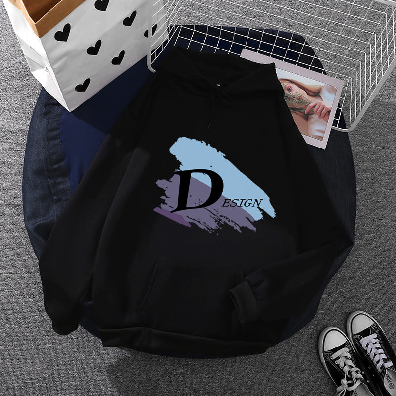 Unisex nan lässiger Kapuzenpullover mit großflächigem Pinsel-Logo, Kängurutasche und verstellbarer Kapuze Drune