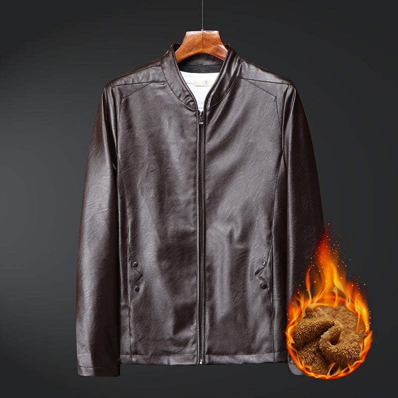 Herren Kunstleder‑Blouson mit Stehkragen und wärmender Teddyfutter‑Innenlage Drune