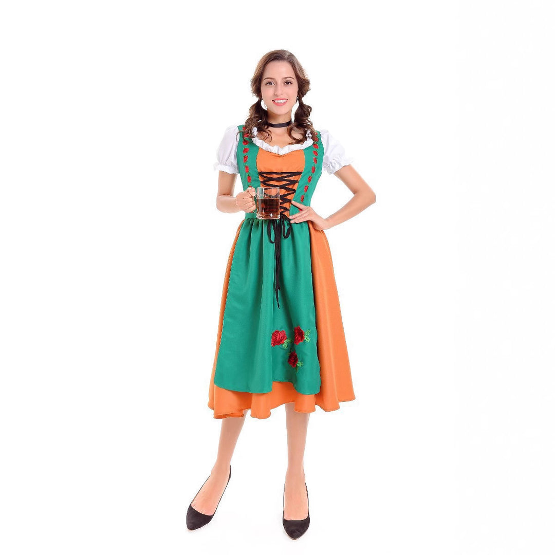 Damen nan traditionelles Dirndlkleid mit Schürze und geschnürtem Mieder Drune