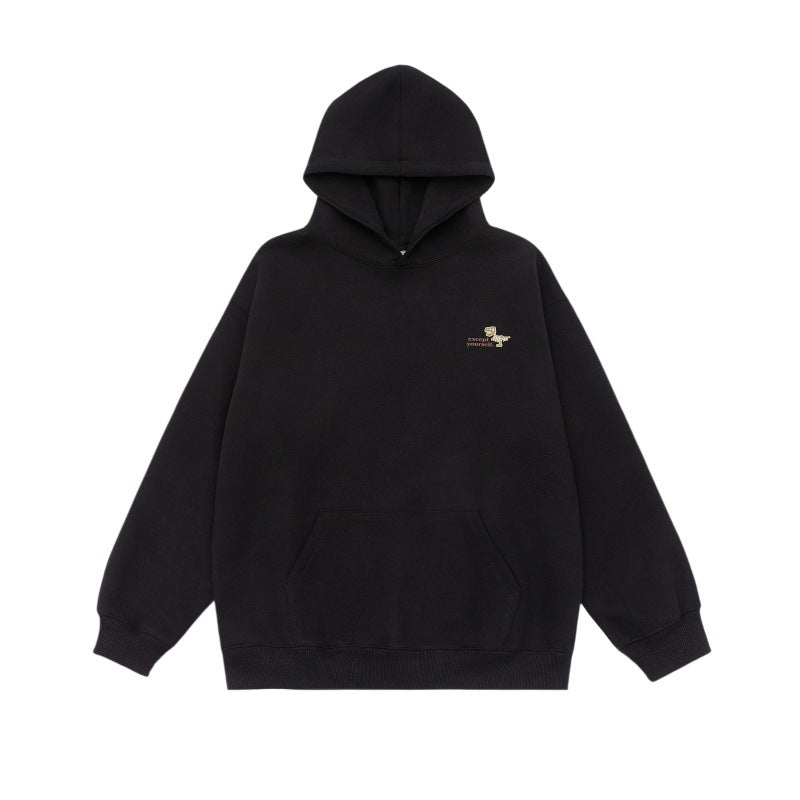 Unisex Oversize-Kapuzenpullover aus schwerer French-Terry mit Kängurutasche und dezenter Bruststickerei Drune