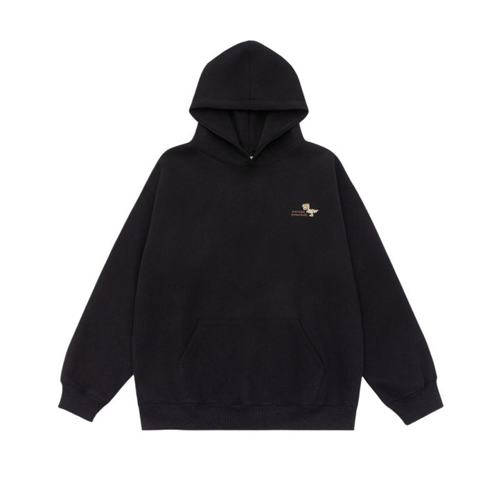 Unisex Oversize-Kapuzenpullover aus schwerer French-Terry mit Kängurutasche und dezenter Bruststickerei Drune