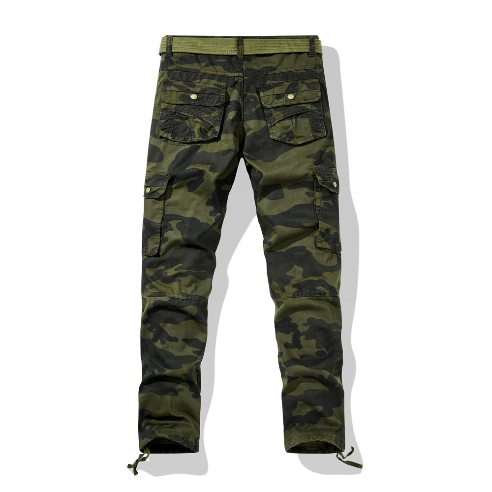 Herren Cargohose im Slim-Fit mit verstärkten Knien Multifachtaschen und Stoffgürtel Drune