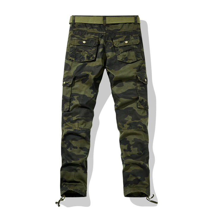 Herren Cargohose im Slim-Fit mit verstärkten Knien Multifachtaschen und Stoffgürtel Drune
