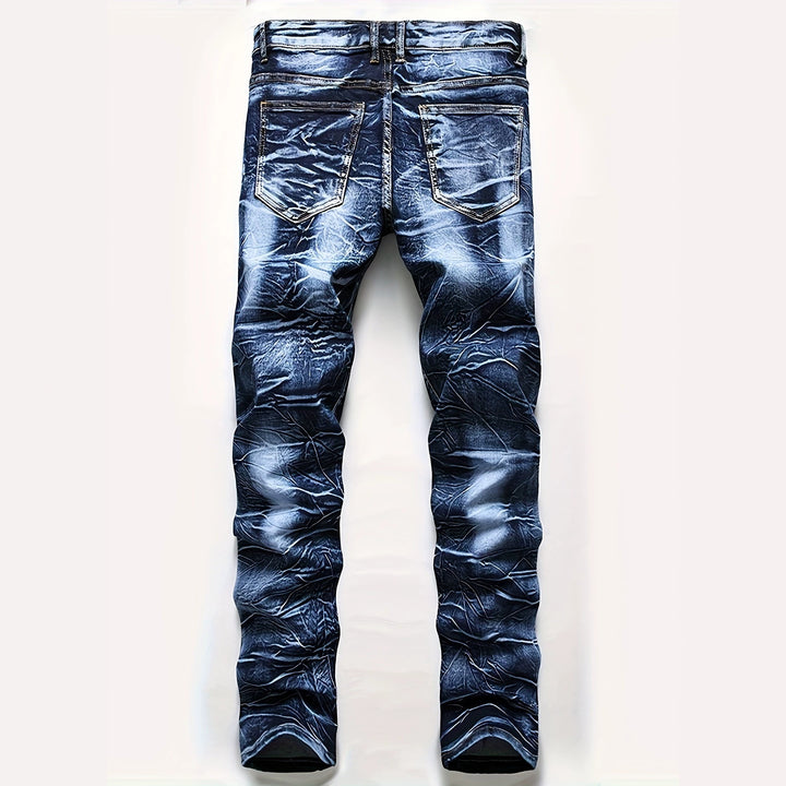 Herren Modische Slim-Fit Jeans im Used-Look Drune