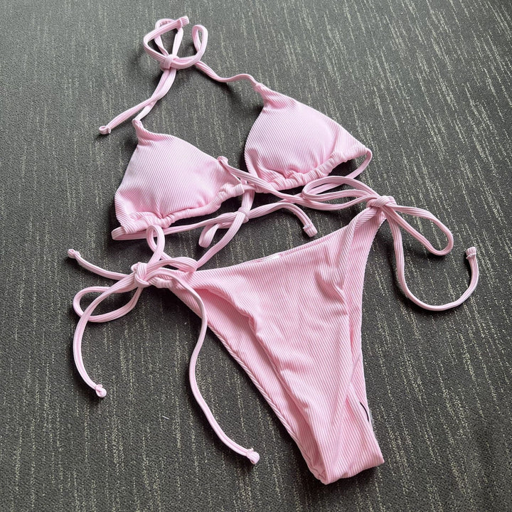 Damen Triangel-Bikini mit verstellbaren Trägern und Ripp-Design Drune