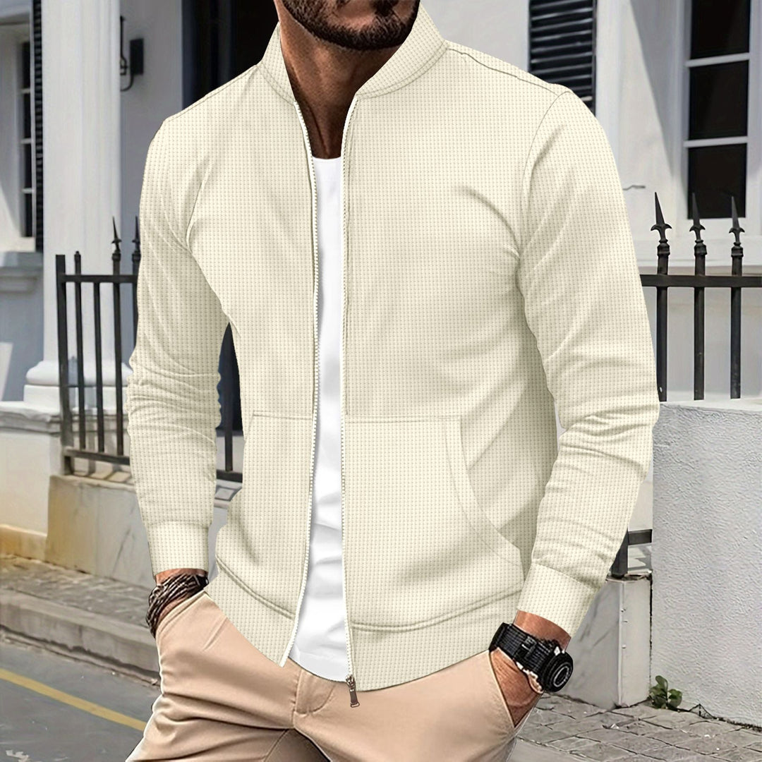 Drune | Zip Jacke Sportliche Passform Strukturierter Stoff Rippkanten Fronttaschen