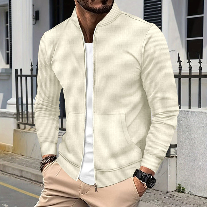 Drune | Zip Jacke Sportliche Passform Strukturierter Stoff Rippkanten Fronttaschen
