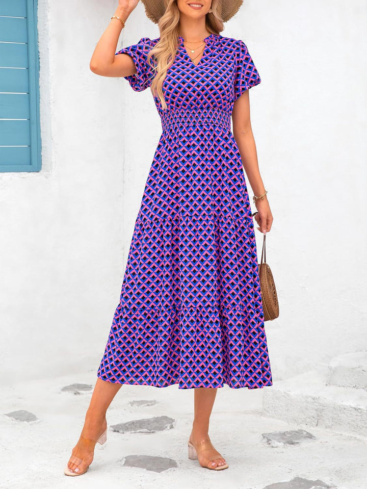 Damen Maxi-Kleid mit floralen Mustern und rüschendem Saum Drune