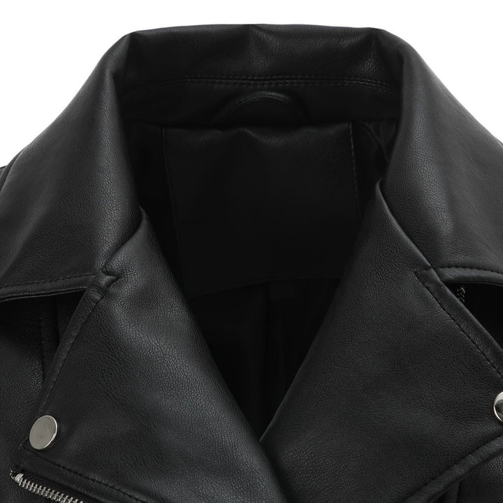 Damen Stylische und figurbetonte Bikerjacke mit Metallreißverschlüssen Drune