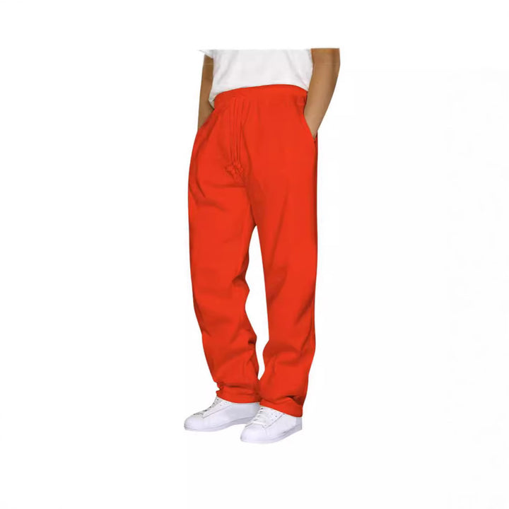 Damen nan ungekürzte Relax-Freizeithose mit hohem Komfortbund, innenliegendem Kordelzug und seitlichen Eingrifftaschen Drune