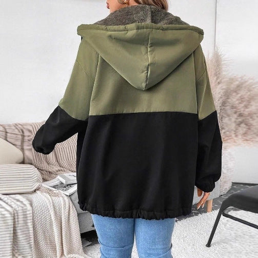 Damen lässige Übergangsjacke mit doppellagigem Fleece und verstellbarem Saum Drune