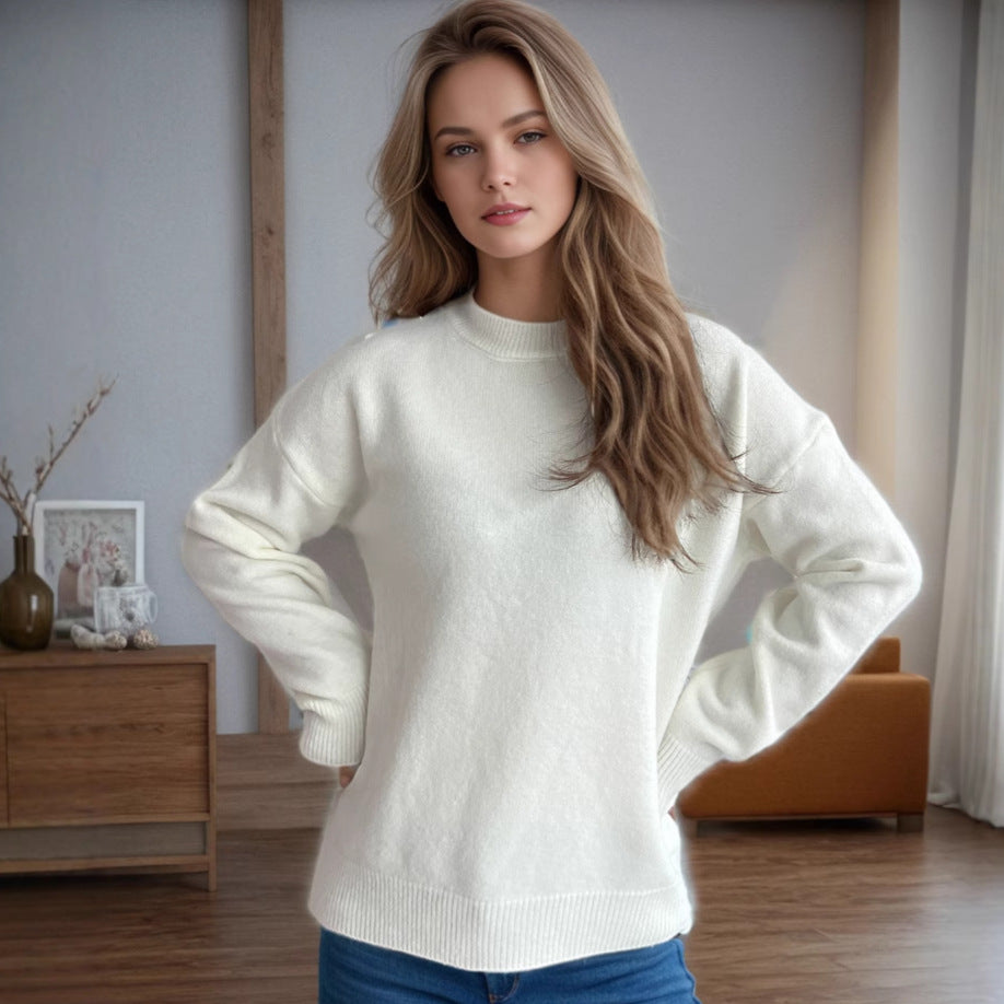 Damen lässiger Pullover mit weitem Schnitt und modernem Rippstrickdesign Drune