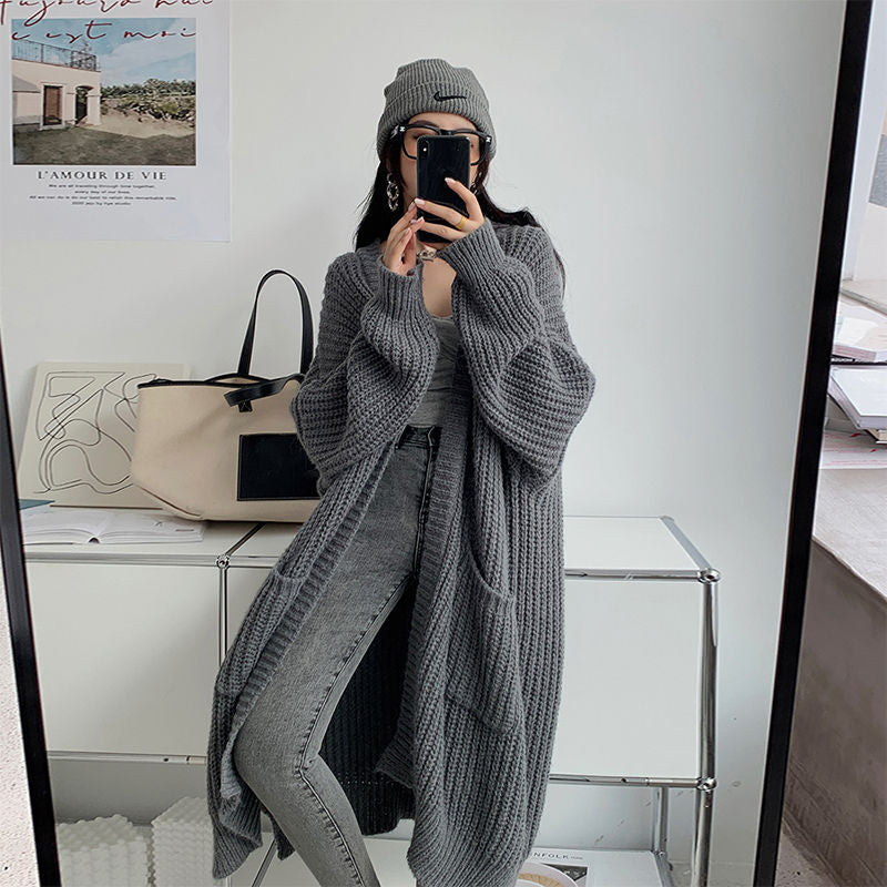 Damen weich strukturierte Strickjacke mit großen aufgesetzten Taschen Drune