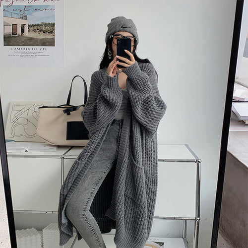 Damen weich strukturierte Strickjacke mit großen aufgesetzten Taschen Drune