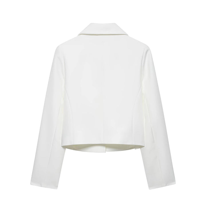 Damen Eleganter taillierter Cropped‑Blazer mit doppelreihiger Zierknopfleiste und konstruiertem Revers Drune