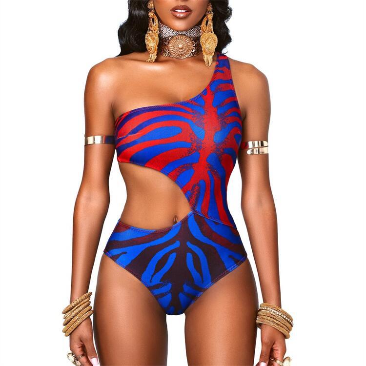 Damen asymmetrischer Cut-Out Badeanzug Drune
