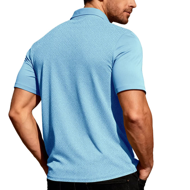 Herren nan legeres Kurzarmhemd mit Jacquardstruktur, kontrastierter Knopfleiste und Brusttasche Drune