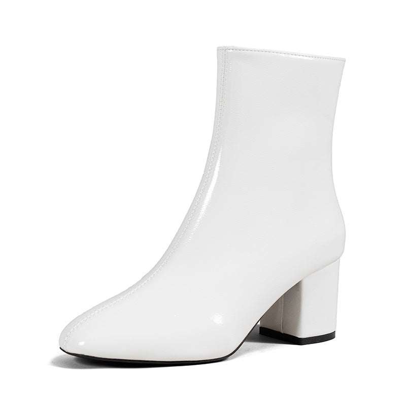 Damen Elegante Hochglanz Overkneestiefel Drune