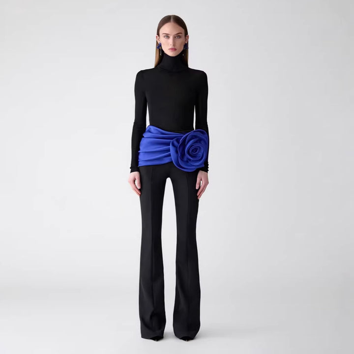 Damen eleganter Ganzkörperanzug mit Blütenapplikation Drune