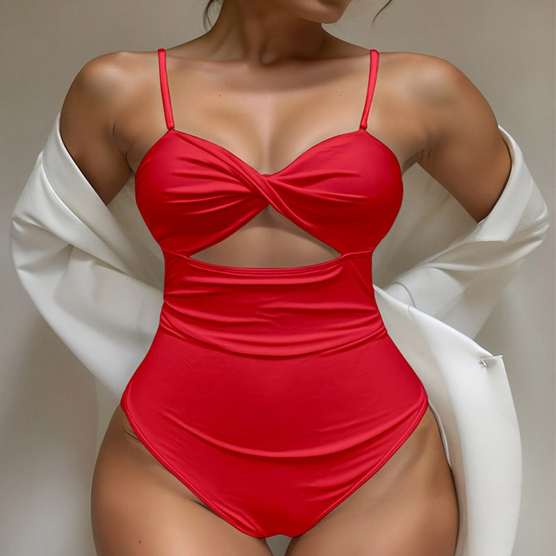 Damen Einteiler Badeanzug mit raffiniertem Cut-Out und verstellbaren Trägern Drune