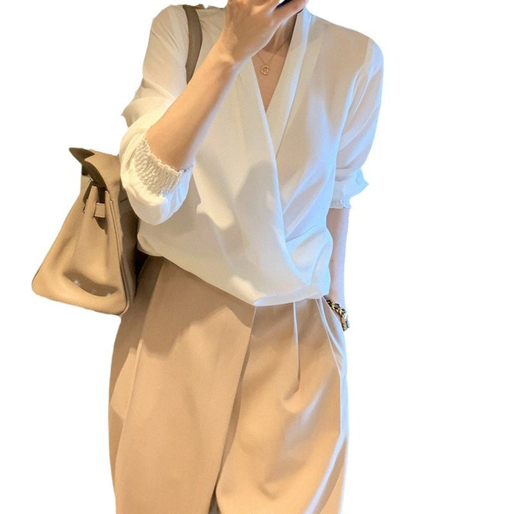 Damen Elegante Wickelbluse Drune