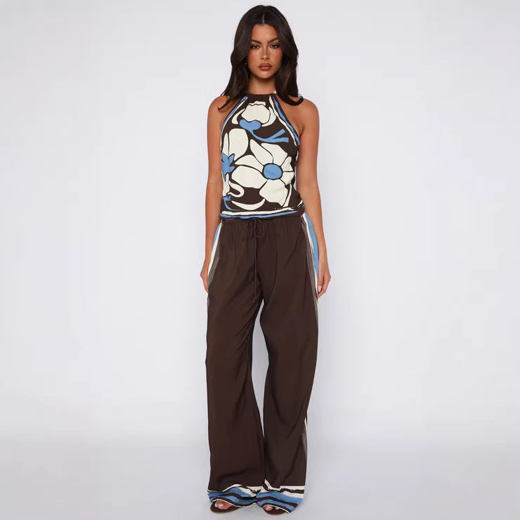 Damen Haltertop mit floralem Muster und weichem Baumwollstoff Drune