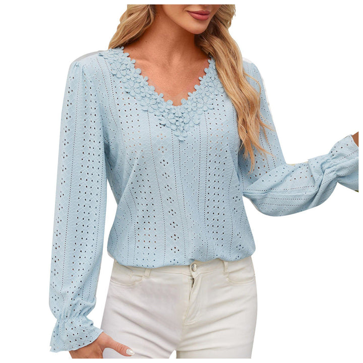 Damen Bluse mit dekorativem Spitzenkragen Drune
