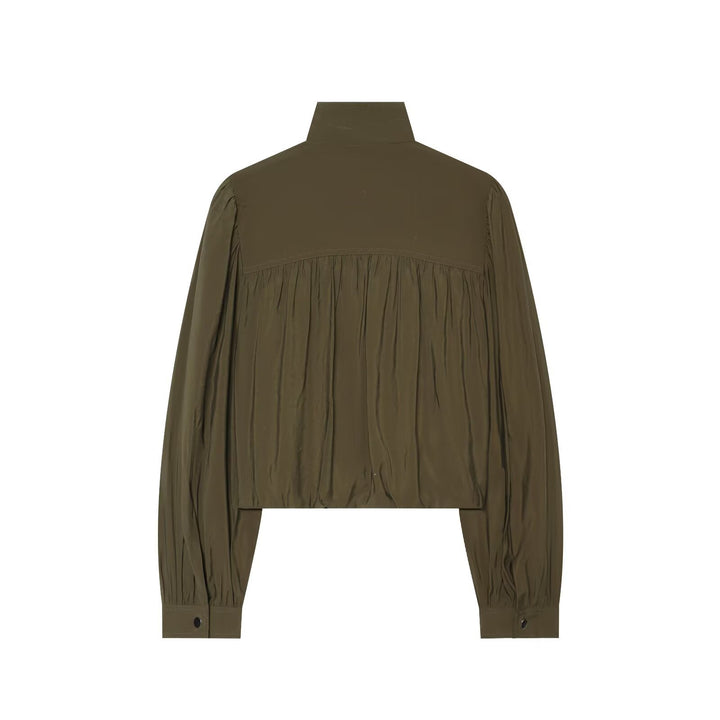 Damen Zweiteiliges Ensemble aus plissiertem Cropped-Blouson mit Stehkragen und weiter Cargo-Hose Drune