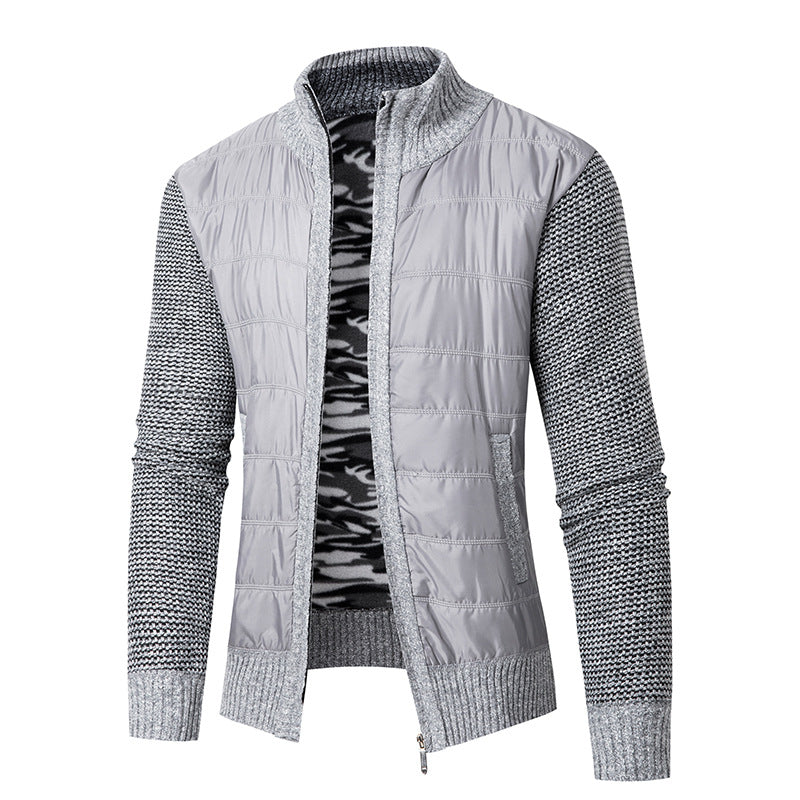 Herren Hybrid‑Strickjacke mit gesteppter Front und Stehkragen Drune