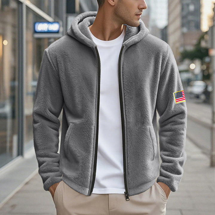 Herren gemütlicher Kapuzenpullover aus weichem Fleece mit bequemem Schnitt Drune