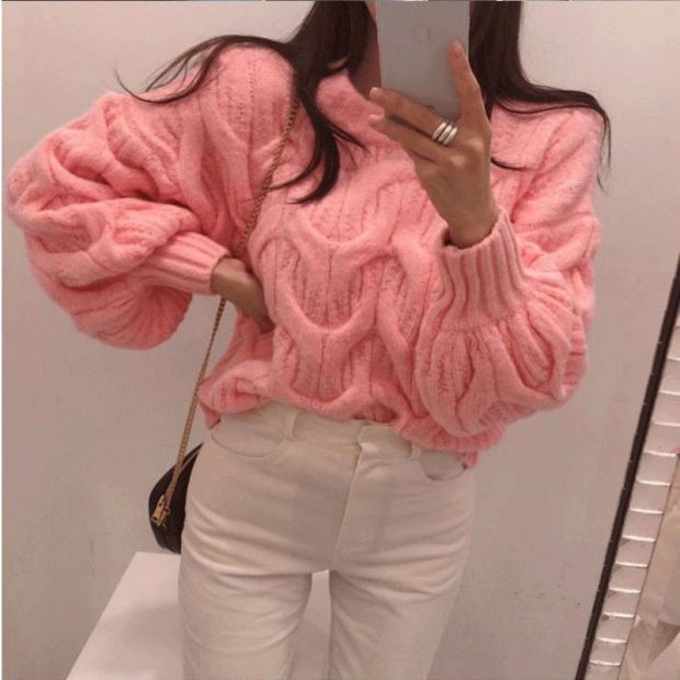 Damen Grobstrickpullover mit eleganter Zopfmusterstruktur und lässigem Schnitt Drune