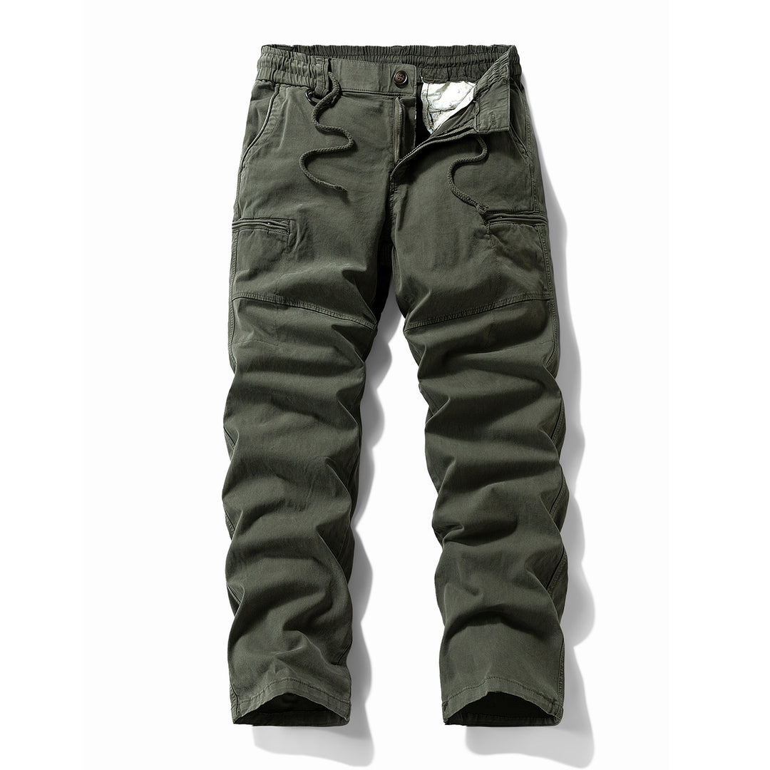 Herren Komfort-Canvas-Cargo-Hose mit elastischem Tunnelzugbund, Kniepaneelen und Multifachtaschen Drune