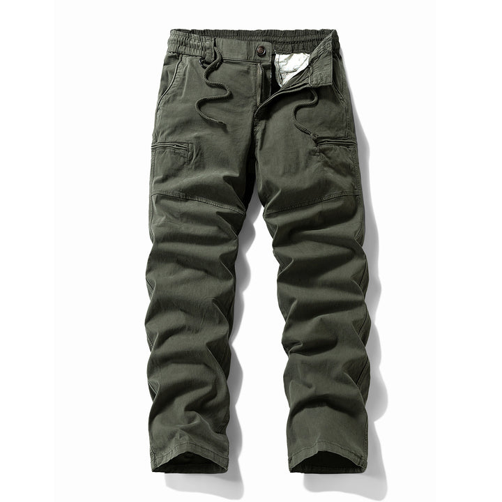 Herren Komfort-Canvas-Cargo-Hose mit elastischem Tunnelzugbund, Kniepaneelen und Multifachtaschen Drune