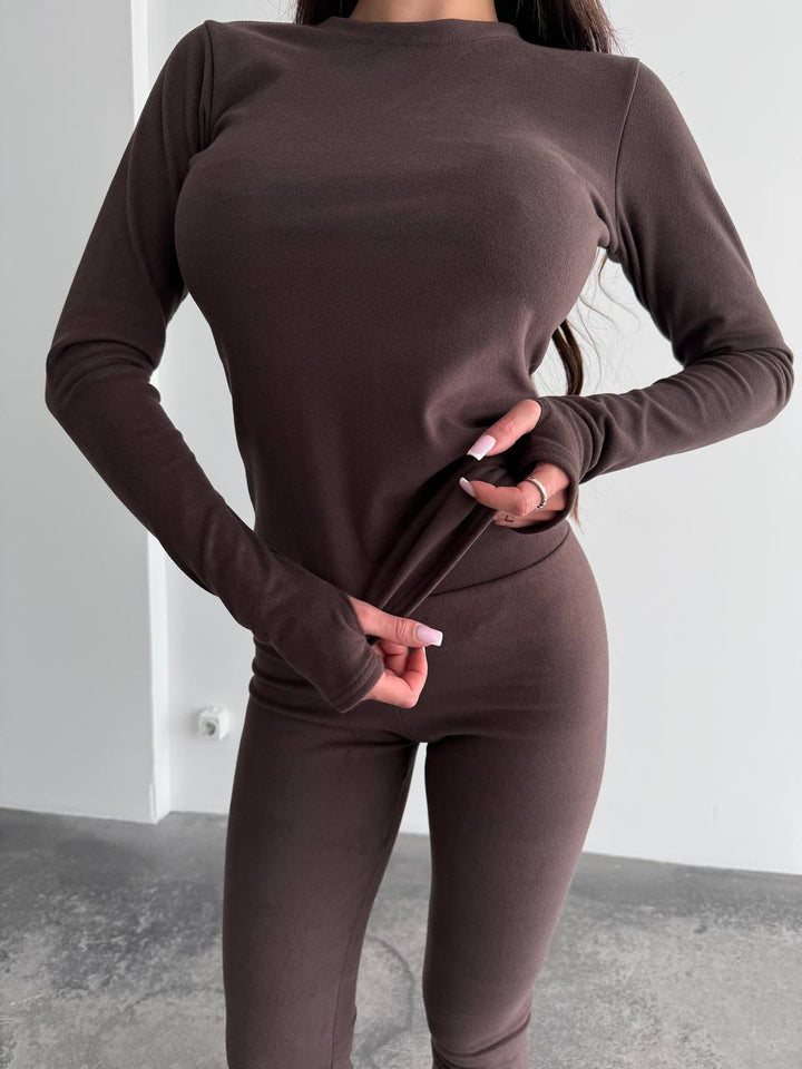 Damen Sportliches Longsleeve-Set mit atmungsaktiven Eigenschaften und enganliegenden Hosen Drune