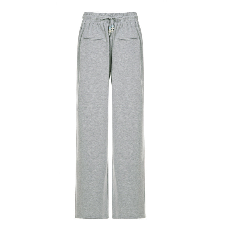 Damen nan weite Sweatpants mit hohem Komfortbund, Kordelzug und aufgesetzten Taschen Drune