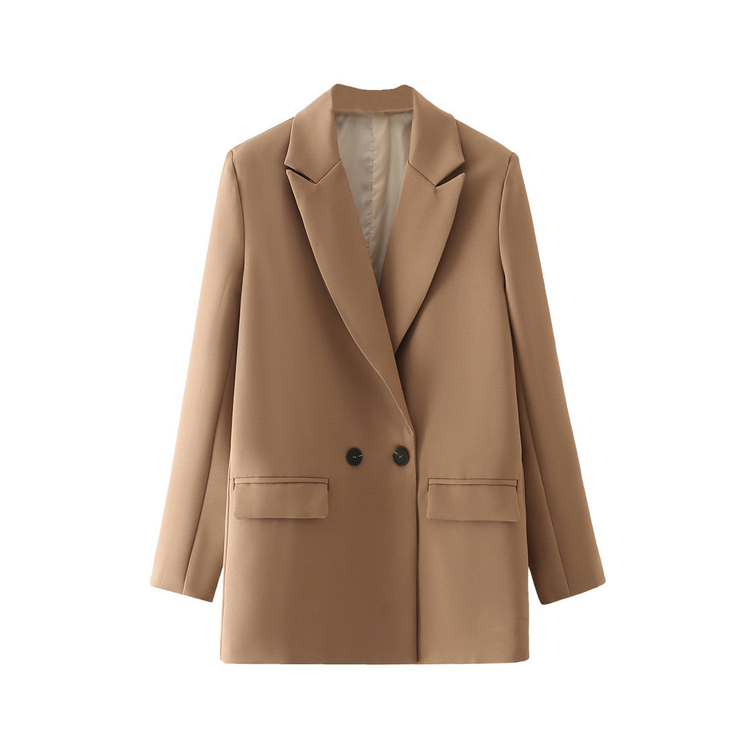 Damen Langer Oversize-Blazer mit markantem Revers, Pattentaschen und leichter Schulterpolsterung Drune
