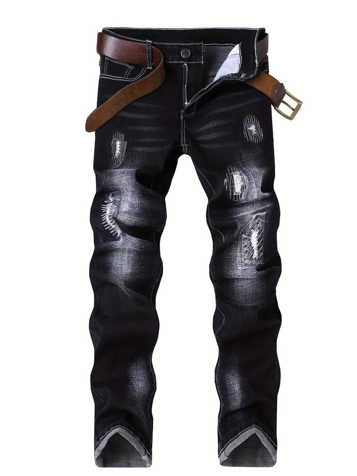 Herren Elegante Slim-Fit Jeans mit modischen Waschungseffekten Drune