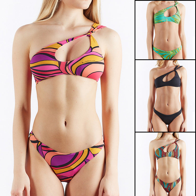 Damen Einseitiger Bikinis mit modischem Cut-Out Drune