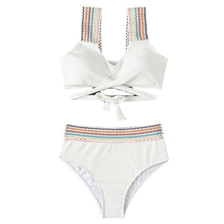 Damen Hochtailliertes Bikini-Set mit farbenfrohem Trägerdesign Drune