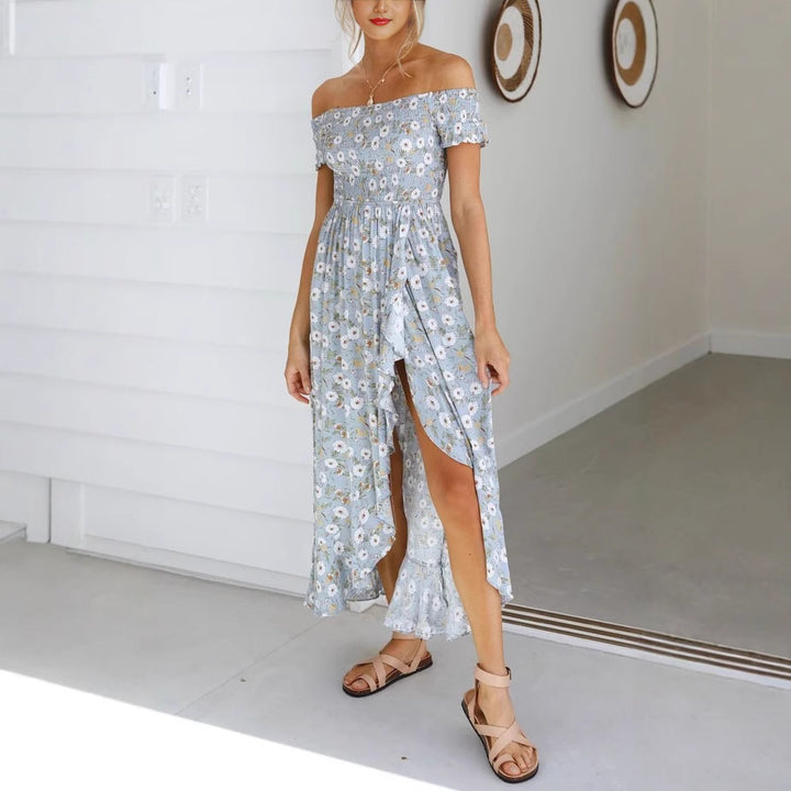 Damen Off-Shoulder Maxikleid mit floralem Print und lässigem Schnitt Drune