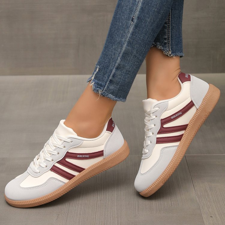 Damen Retro-Sneaker mit Veloursleder-Optik, gepolstertem Komfortfußbett und profilierter Gummilaufsohle Drune
