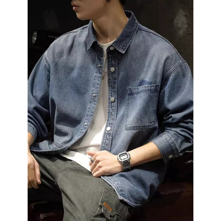 Herren Denim-Hemdjacke mit modernen Details Drune