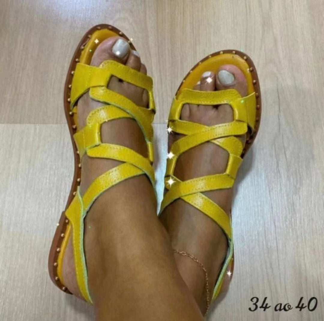 Damen Sandalen mit geflochtenem Riemendesign und bequemem Fußbett Drune
