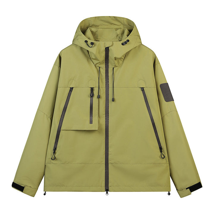 Herren Technische Kapuzen-Outdoorjacke mit wasserabweisenden Reißverschlüssen und Utility‑Taschen Drune